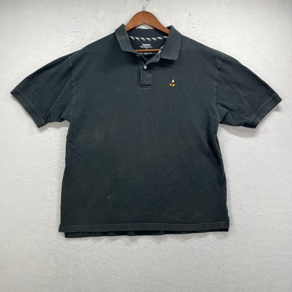 Disney Parks Mickey Mouse Polo Shirt Mens Large Black Disneyland Embroidered